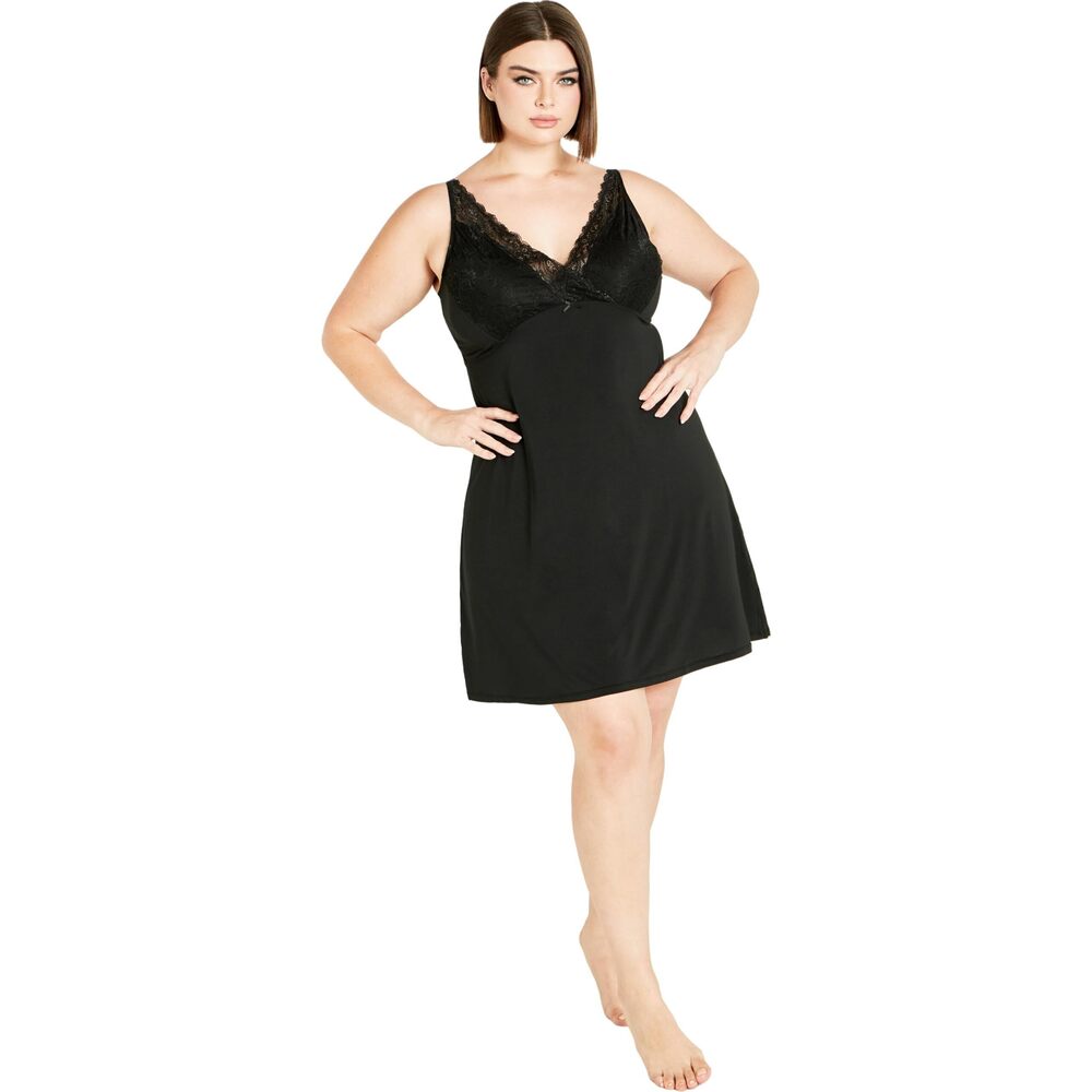 8902 Plus Size Chemise Sexy Lace Black